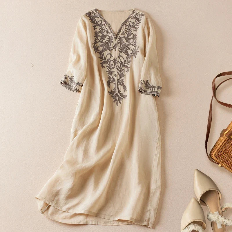 Carindra | Women's Embroidered Midi Dress - Image 1