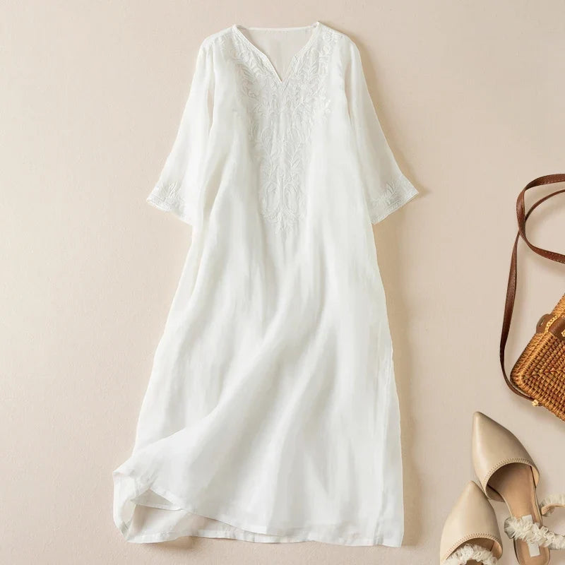 Carindra | Women's Embroidered Midi Dress - Image 2