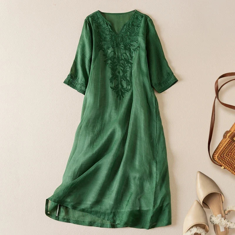 Carindra | Women's Embroidered Midi Dress - Image 4