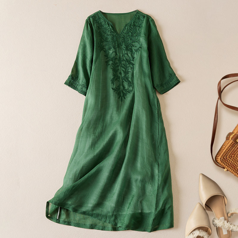 Carindra | Women's Embroidered Midi Dress - Image 8