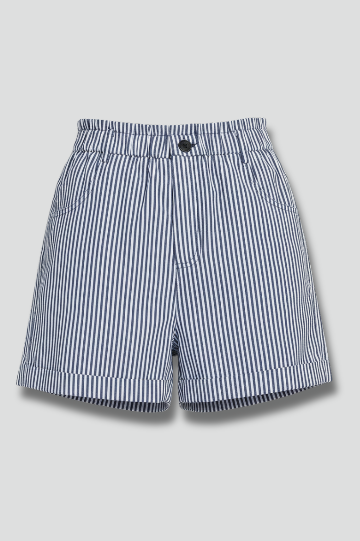 Celvorne | Women's High Waist Tailored Shorts - Striped - Image 1