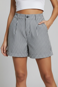Celvorne | Women's High Waist Tailored Shorts - Striped - Image 7