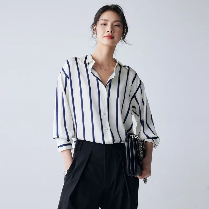 Cerwyn | Women's Long Sleeve Top - Striped - Image 10
