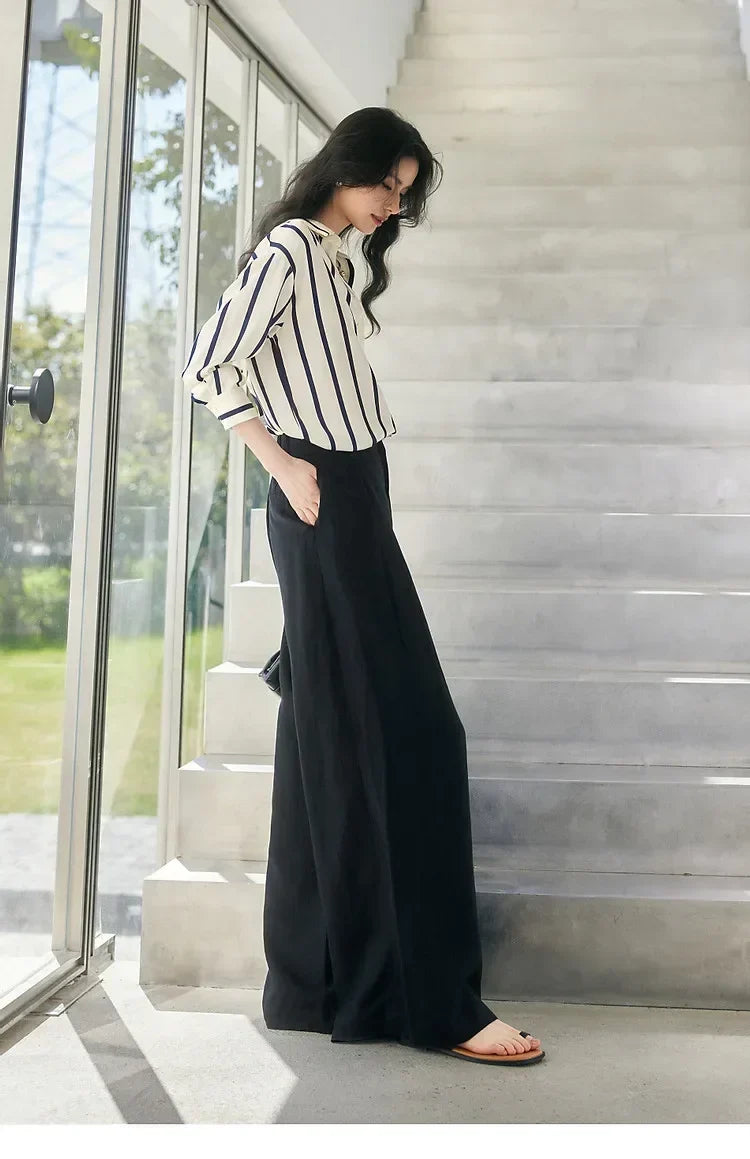 Cerwyn | Women's Long Sleeve Top - Striped - Image 13
