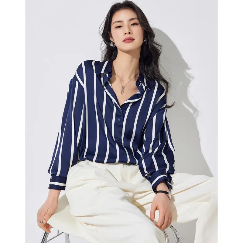 Cerwyn | Women's Long Sleeve Top - Striped - Image 14