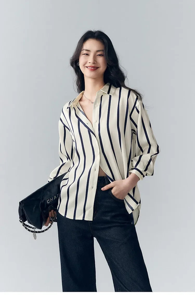 Cerwyn | Women's Long Sleeve Top - Striped - Image 17