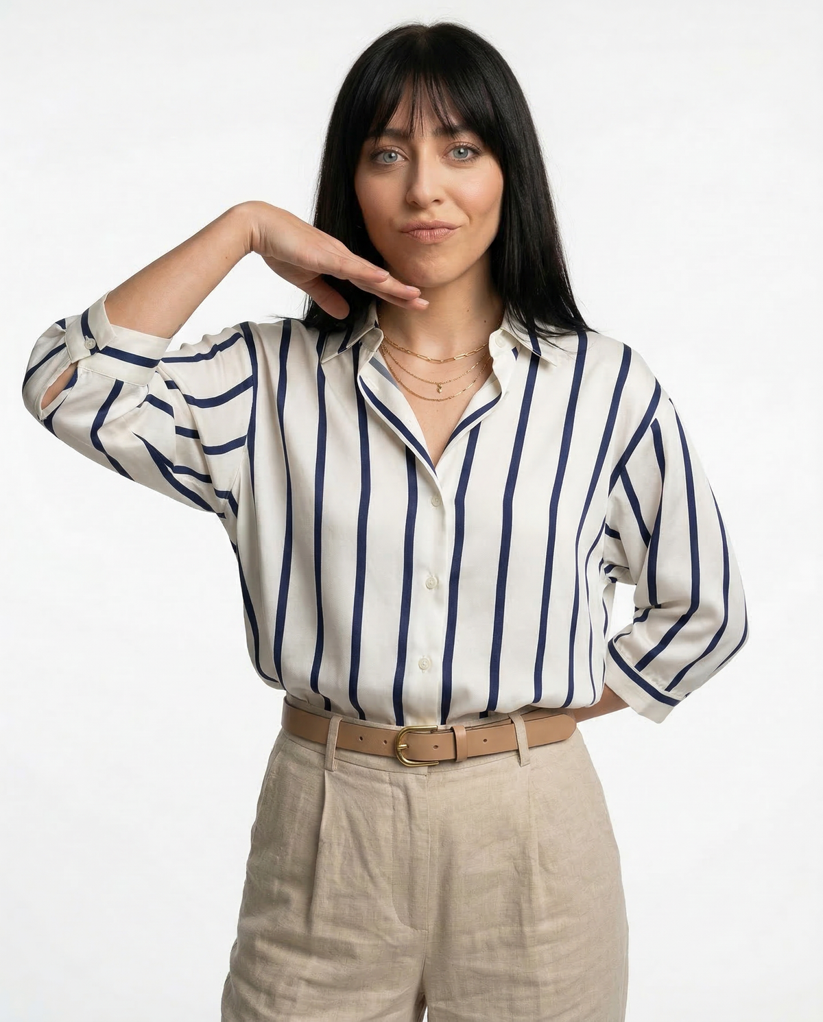 Cerwyn | Women's Long Sleeve Top - Striped - Image 2