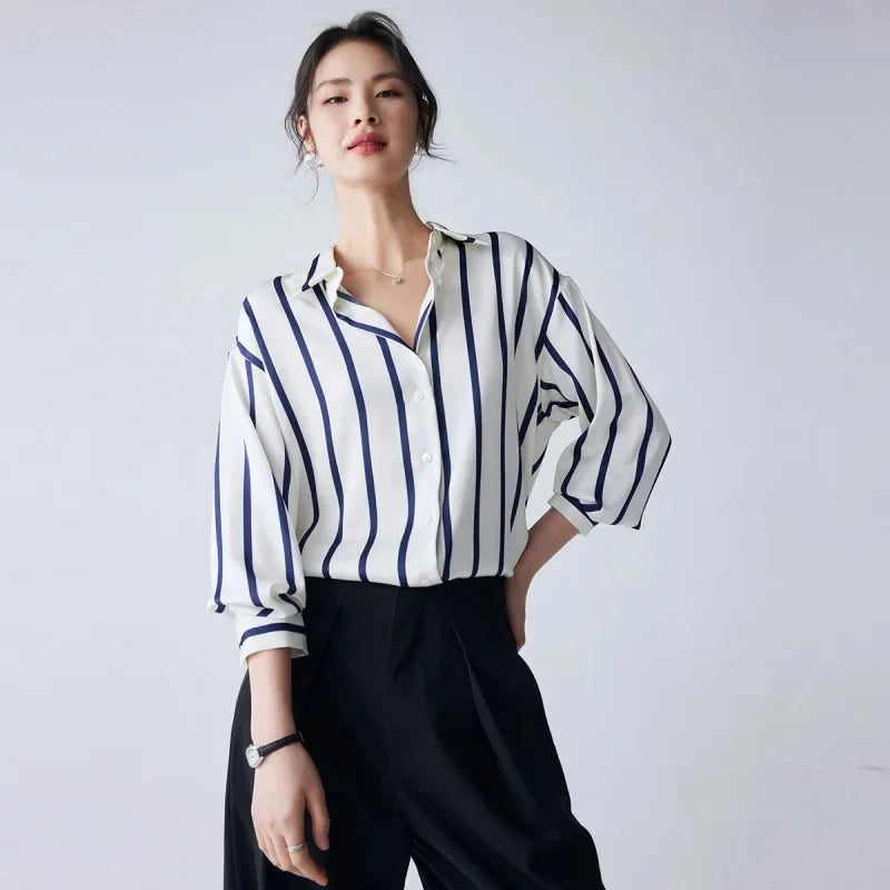 Cerwyn | Women's Long Sleeve Top - Striped - Image 8