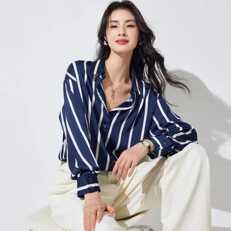 Cerwyn | Women's Long Sleeve Top - Striped - Image 9