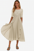 Claribel | Women's Midi Dress Lace Bodice Chiffon - Image 1