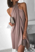 Cléone | Women's Halter Neck Draped Mini Dress - Image 1