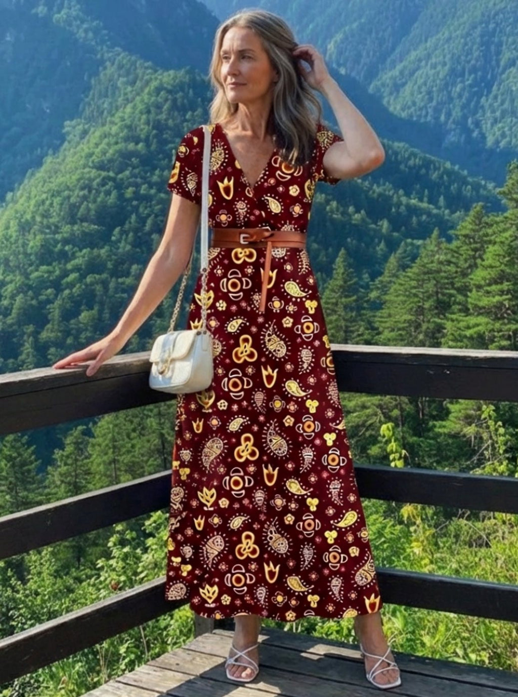 Colvara | Women's Print Maxi Dress - Image 8
