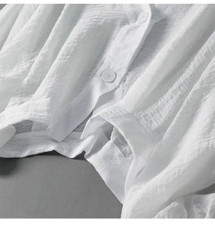 Colvenna | Women's Linen Top V-Neck Relaxed Fit - White - Image 6