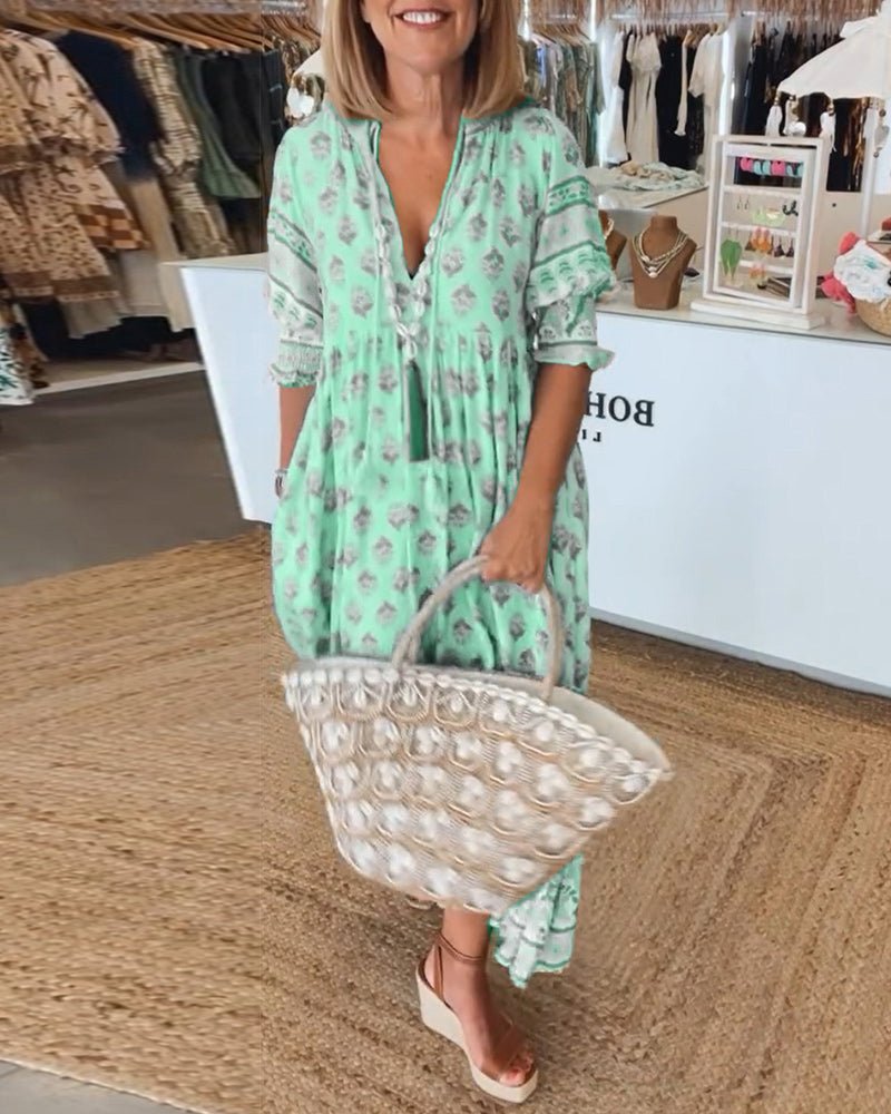 Corinna | Women's Boho Print Maxi Dress - Turquoise - Image 6