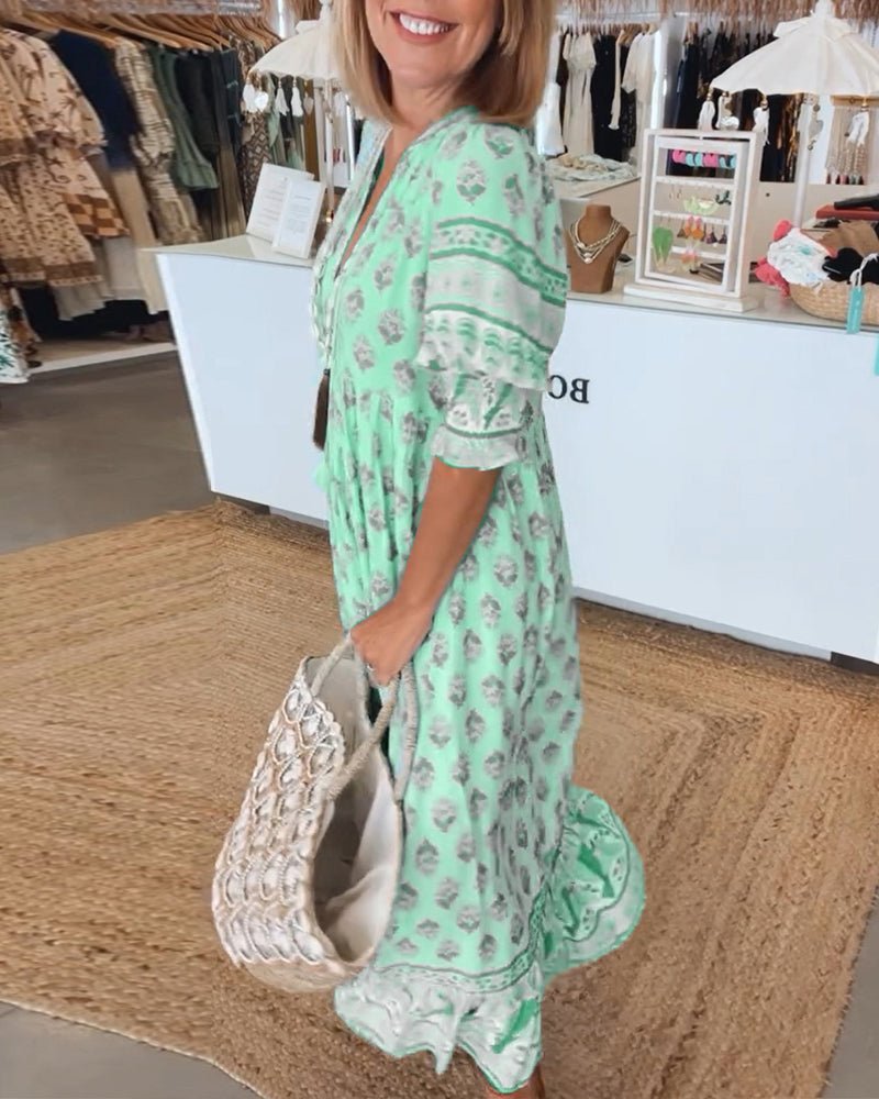 Corinna | Women's Boho Print Maxi Dress - Turquoise - Image 8