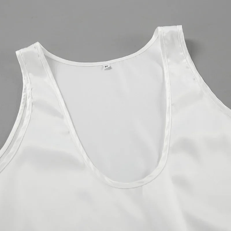 Corvaine | Women's Deep V-Neck Sleeveless Tank Top - White - Image 13