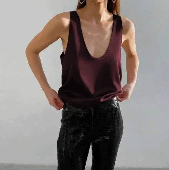 Corvaine | Women's Deep V-Neck Sleeveless Tank Top - White - Image 19