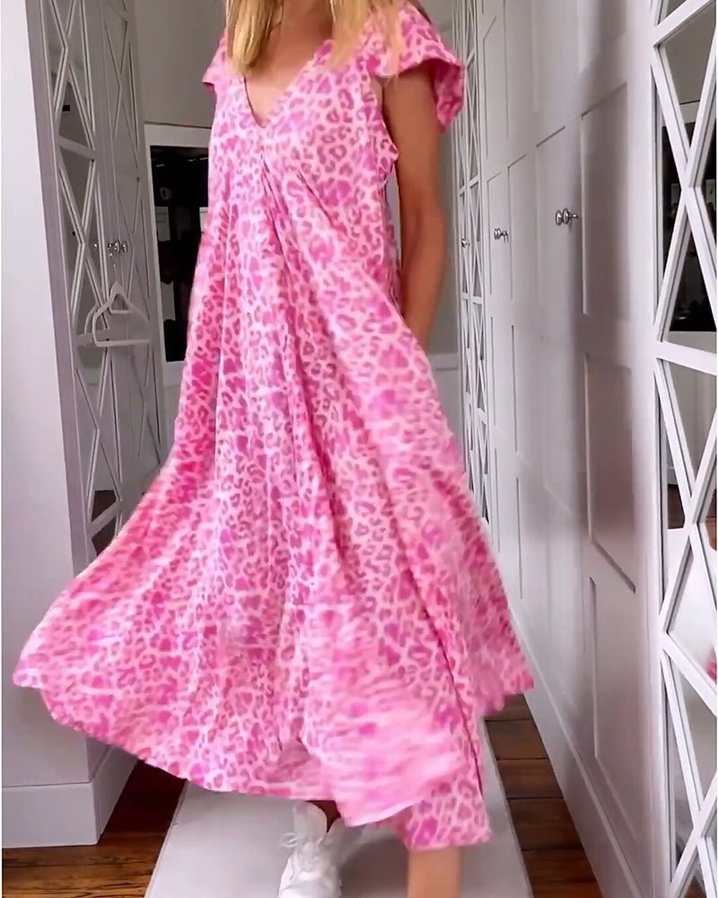 Corvaine | Women's Print Maxi Dress - Pink - Image 2