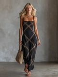 Corvelle | Women's Geometric Maxi Dress Square Neck - Image 14