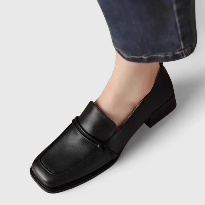 Corveth | Women's Square Toe Loafer Flat - Black - Image 1
