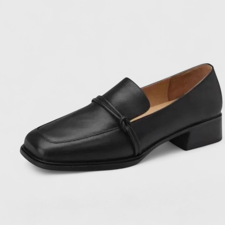 Corveth | Women's Square Toe Loafer Flat - Black - Image 2