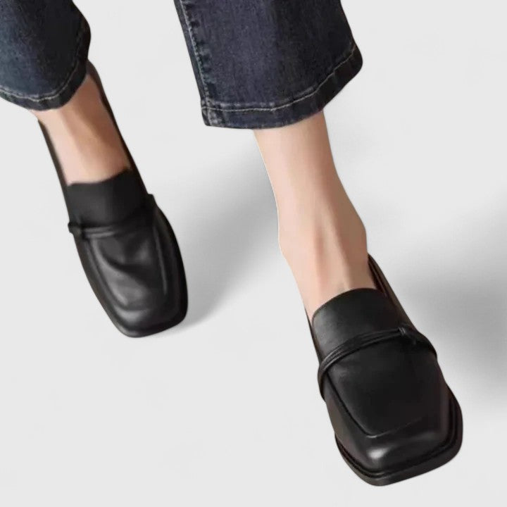 Corveth | Women's Square Toe Loafer Flat - Black - Image 3