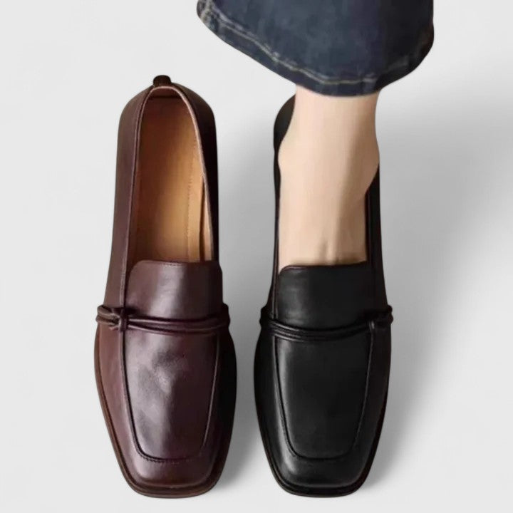 Corveth | Women's Square Toe Loafer Flat - Black - Image 4