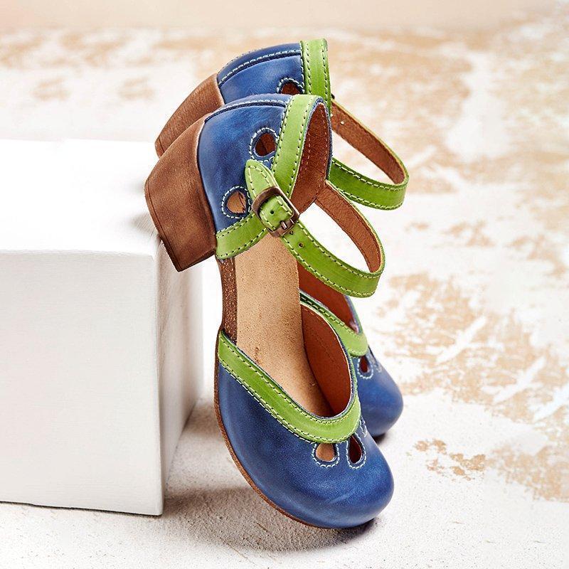 Corvinda | Women's Block Heel Sandals Ankle Strap - Image 1