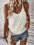 Corwyn | Women's Knit Tank Top Sleeveless V-Neck - Cream - Image 1