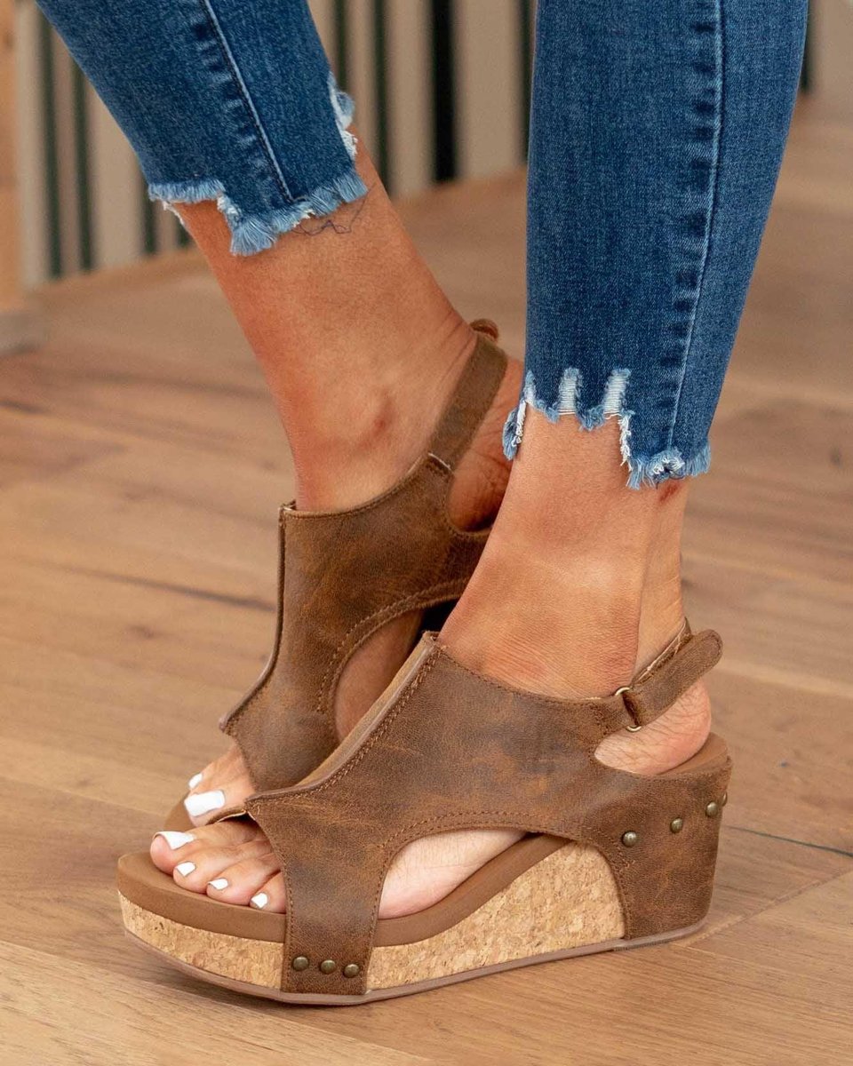 Delvaine | Women's Cork Wedge Sandals Open Toe - Image 6