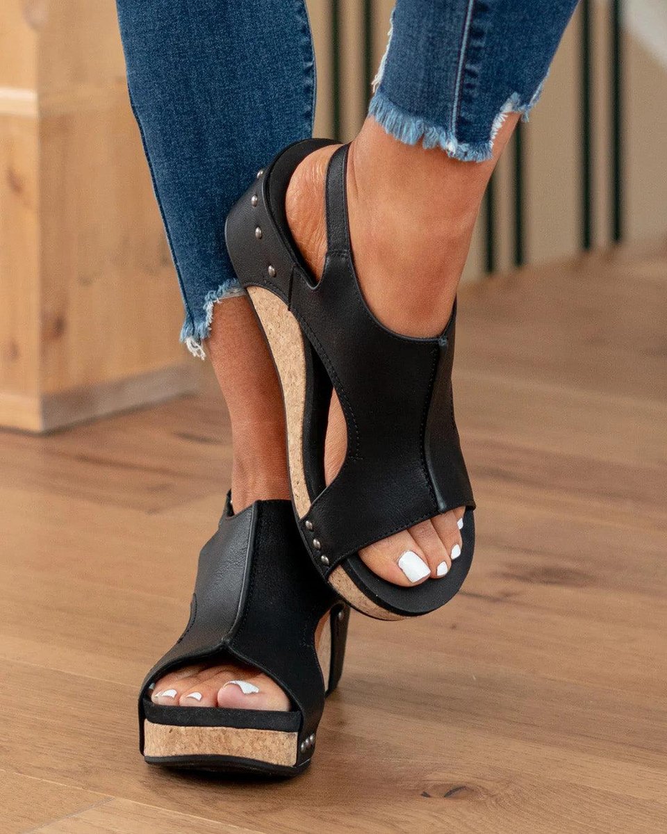 Delvaine | Women's Cork Wedge Sandals Open Toe - Image 8