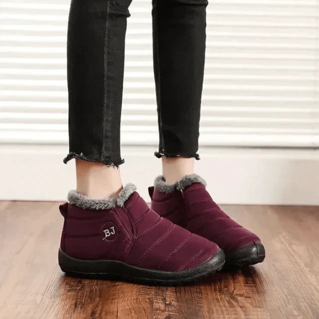 Delvara | Women's Fleece-Lined Waterproof Winter Ankle Boots - Burgundy - Image 1