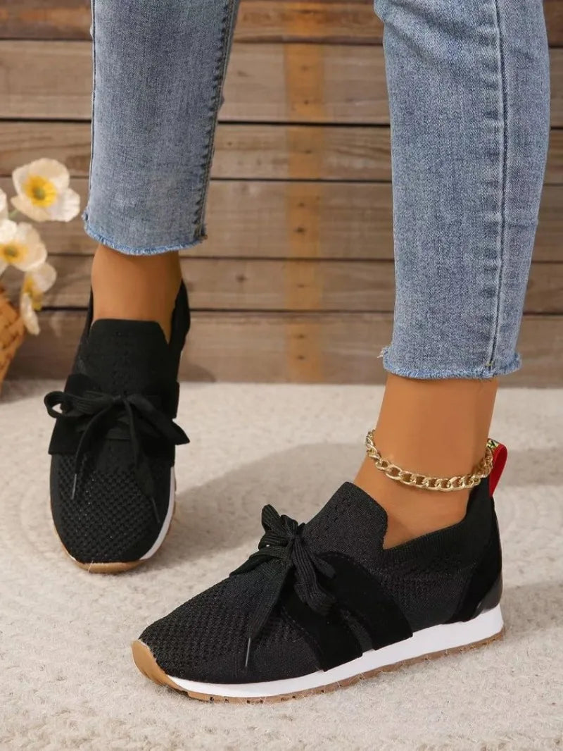 Delvara | Women's Orthopedic Sneakers Knit Walking Shoes - Black - Image 2