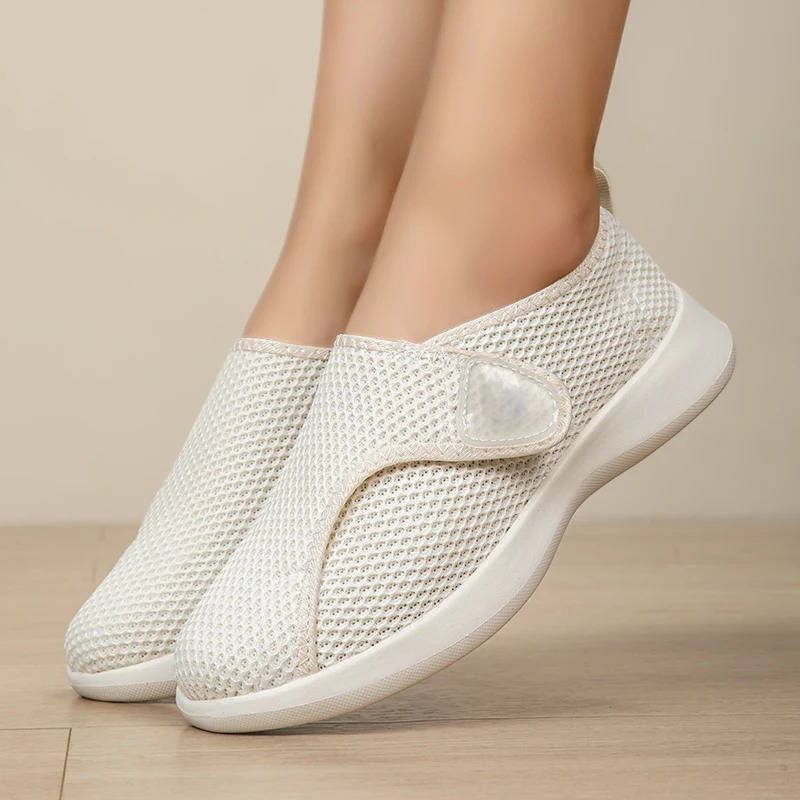 Delvorne | Women's Orthopedic Sneakers Mesh Slip-On - Cream - Image 2