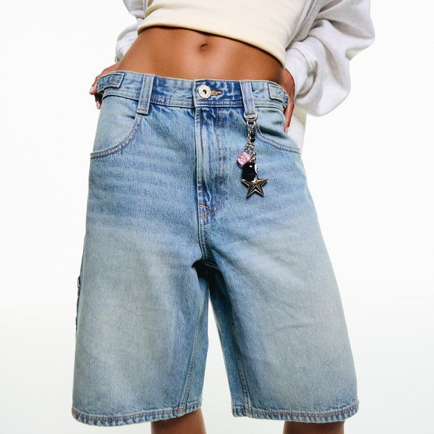 Delvyne | Women's Relaxed Fit Denim Shorts - Grey - Image 6