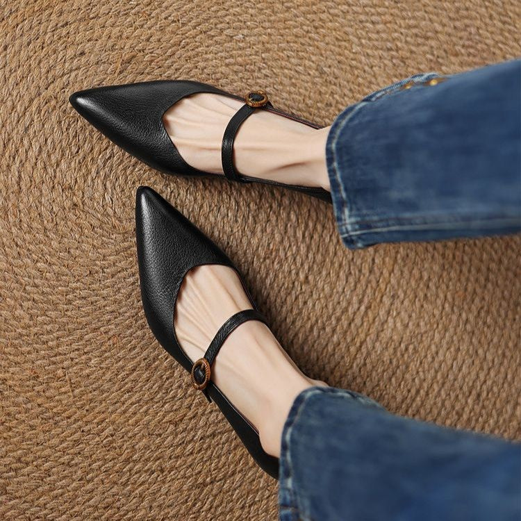 Eloria | Women's Kitten Heel Mary Jane Pointed Toe - Dark Brown - Image 5