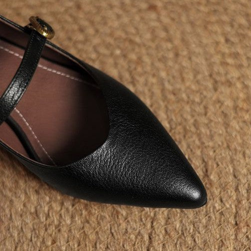 Eloria | Women's Kitten Heel Mary Jane Pointed Toe - Dark Brown - Image 7