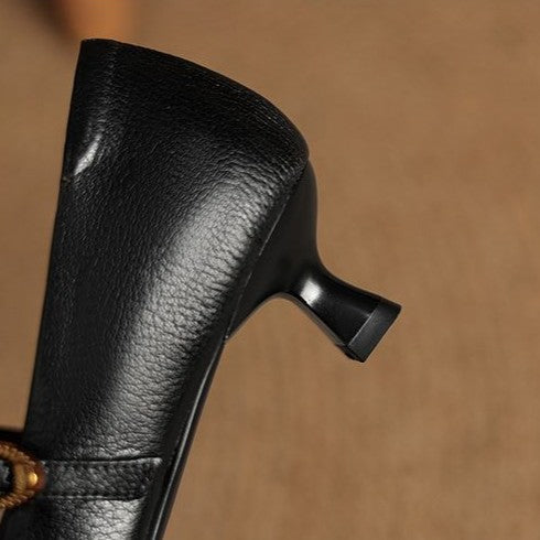 Eloria | Women's Kitten Heel Mary Jane Pointed Toe - Dark Brown - Image 9