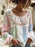 Elvarne | Women's Linen Top Embroidered Blouse - Image 1