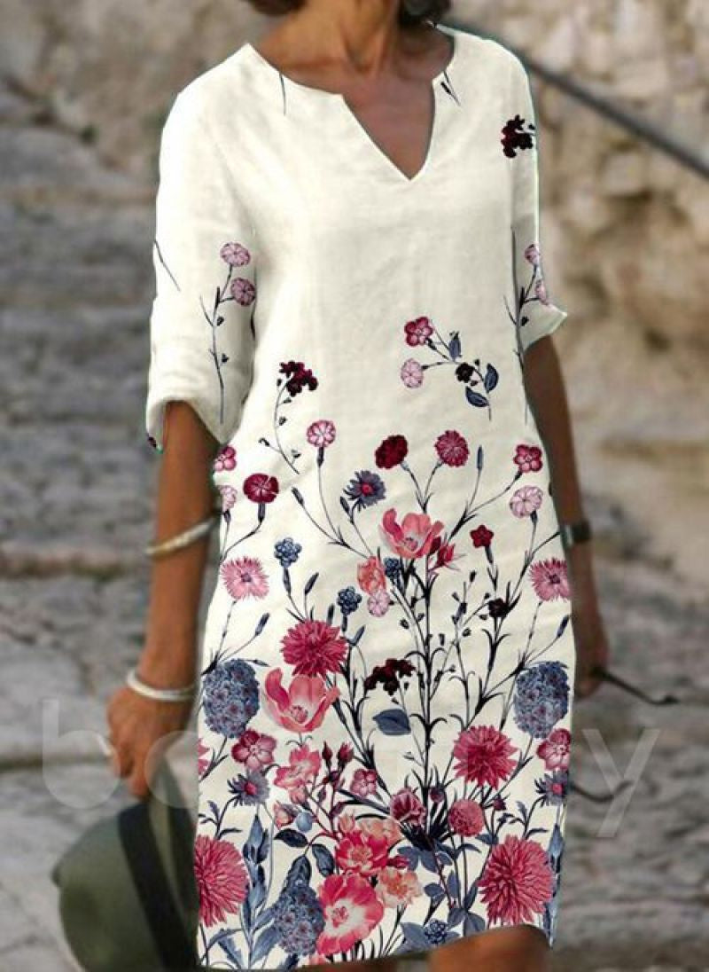 Floraith | Women's Print Notch Neck Dress - Image 1