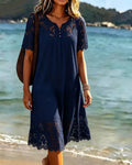 Florene | Women's Casual Summer Midi Dress with Lace - Image 1