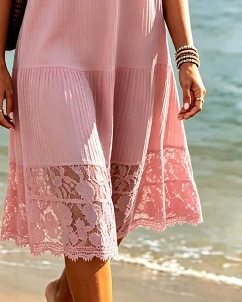 Florene | Women's Casual Summer Midi Dress with Lace - Image 5