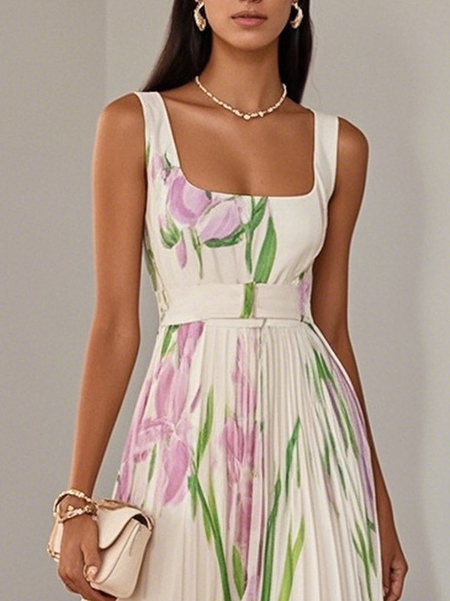 Florienne | Women's Pleated Maxi Dress - Floral - Image 2