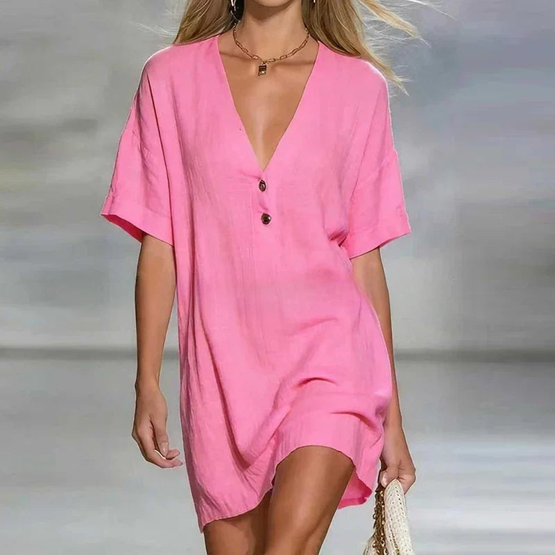 Florinda | Women's Short Sleeve V-Neck Mini Dress - Image 2