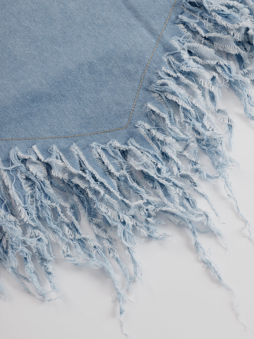 Florine | Women's Denim Mini Dress with Fringe Hem - Light Blue - Image 7