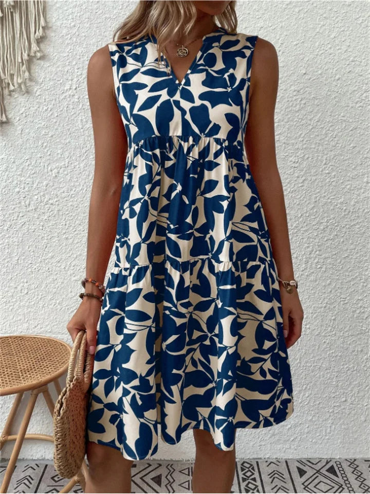 Halvelle | Women's Casual Summer Dress Leaf Print - Image 2