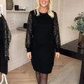 Halvenne | Women's Christmas Party Dress Sequin Sleeve - Black - Image 1