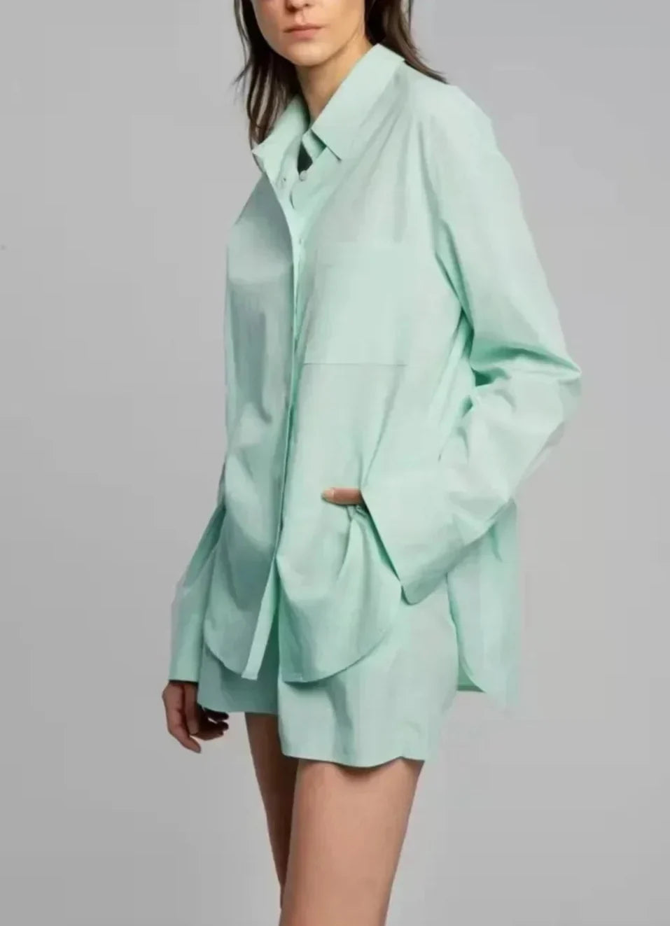 Halverne | Women's Linen Co-ord Shirt & Shorts Set - Brown - Image 11