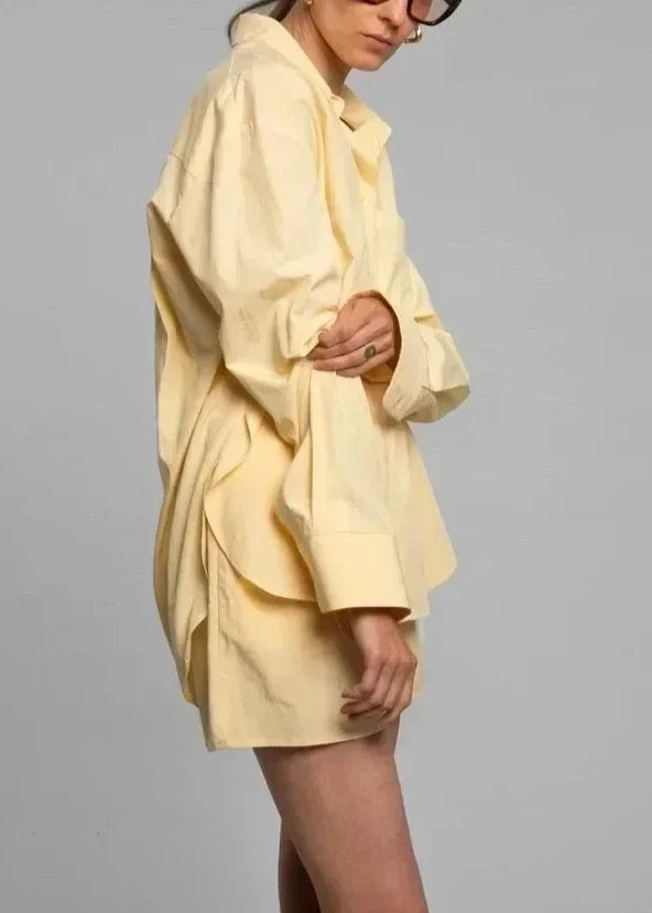 Halverne | Women's Linen Co-ord Shirt & Shorts Set - Brown - Image 13