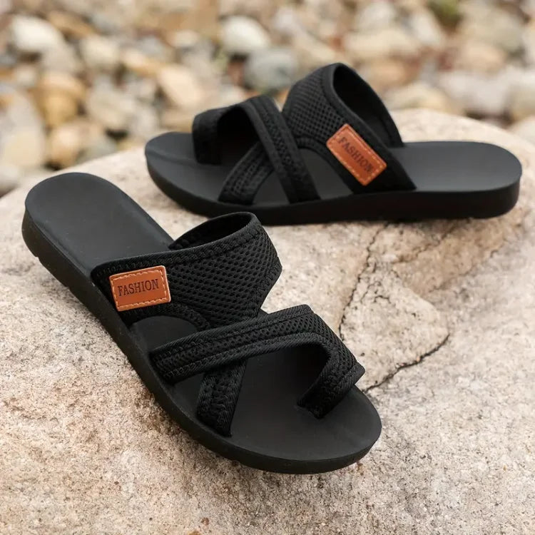 Halvindra | Women's Flat Crossover Slide Sandals - Burgundy - Image 6